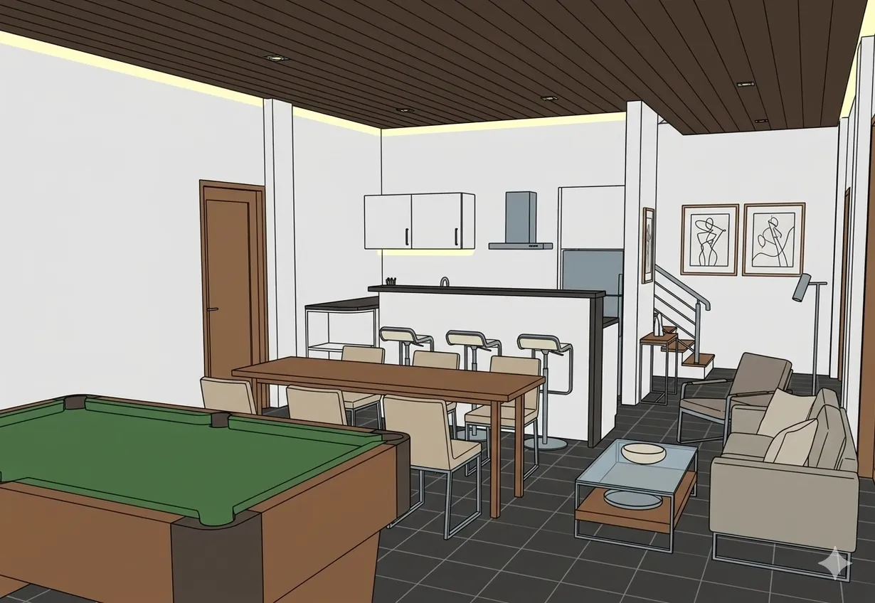 Contemporary Living Room — sketsa asli