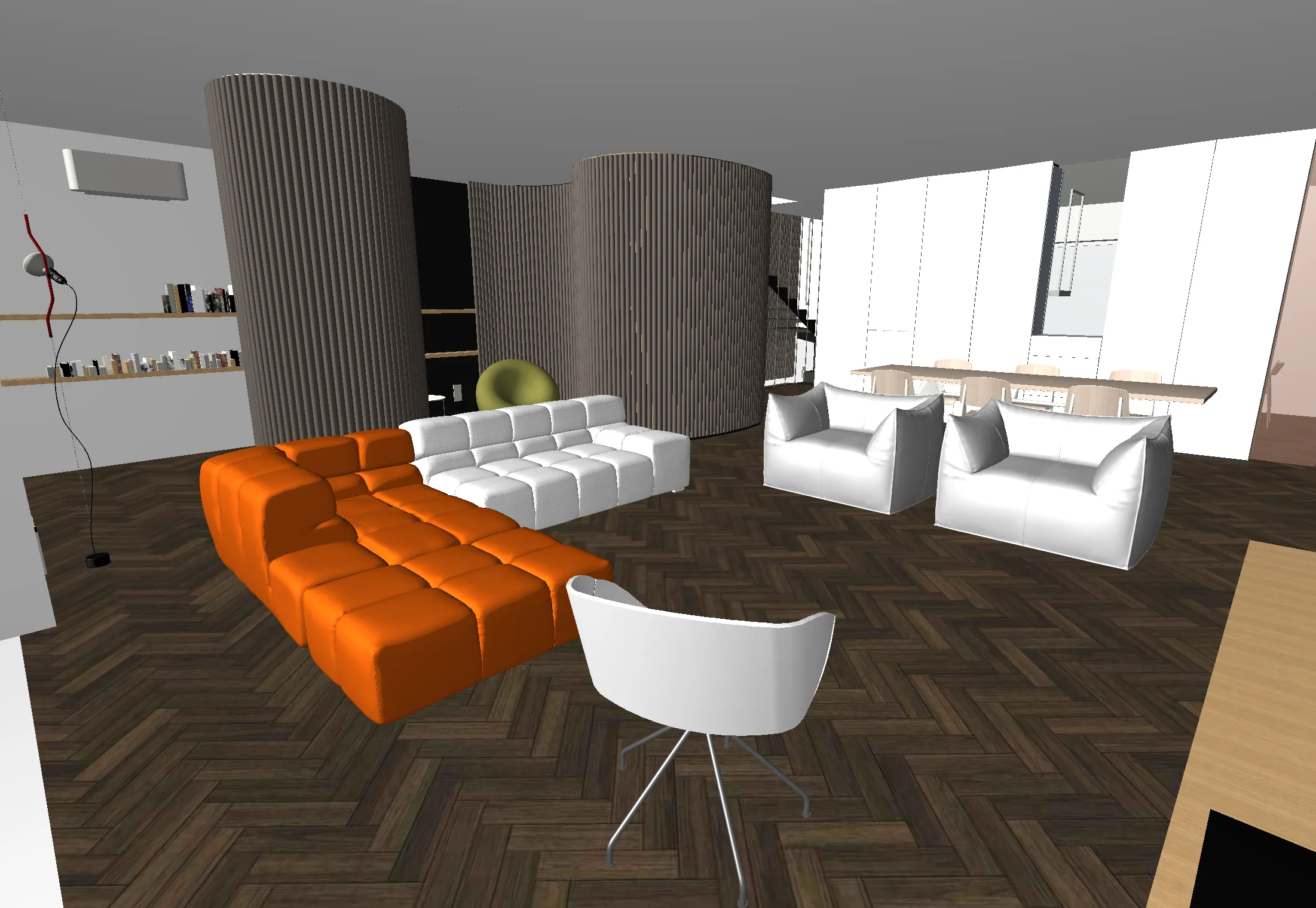 Sketsa wireframe arsitektur sebelum rendering AI