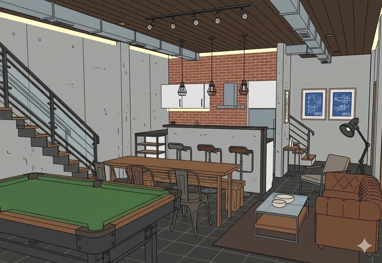 Industrial Loft — sketsa asli