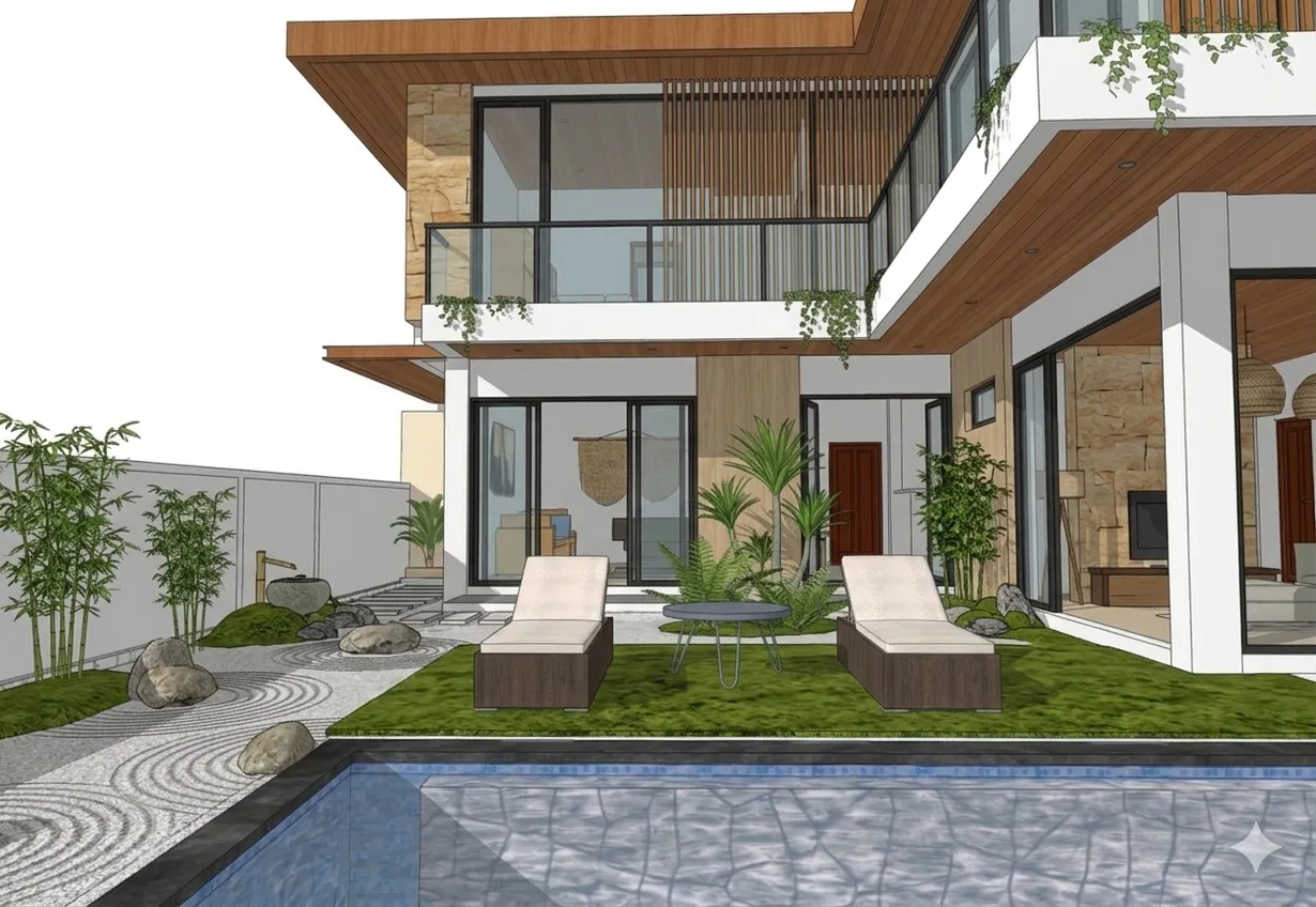 Japanese Zen Garden — sketsa asli