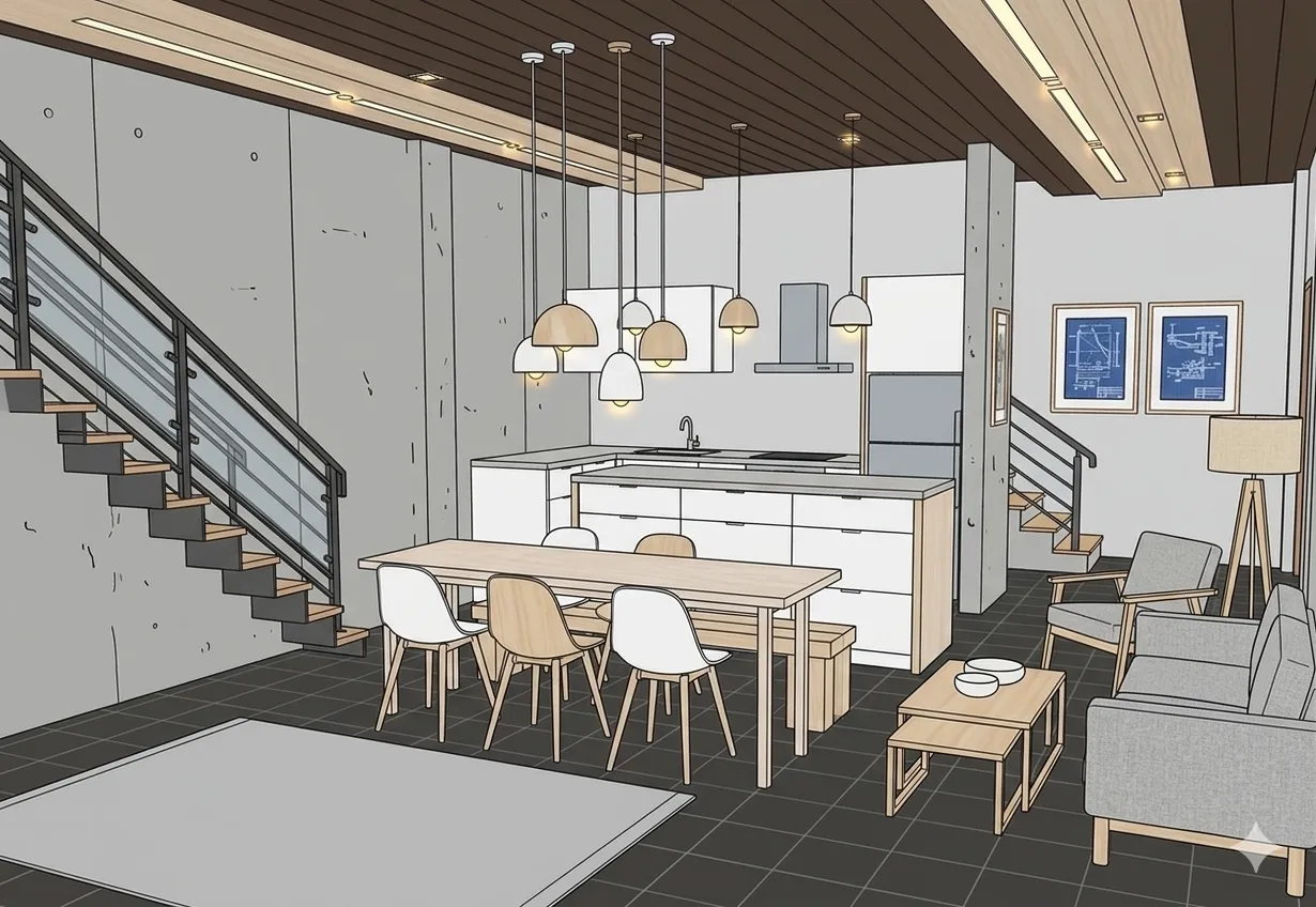 Scandinavian Kitchen — sketsa asli