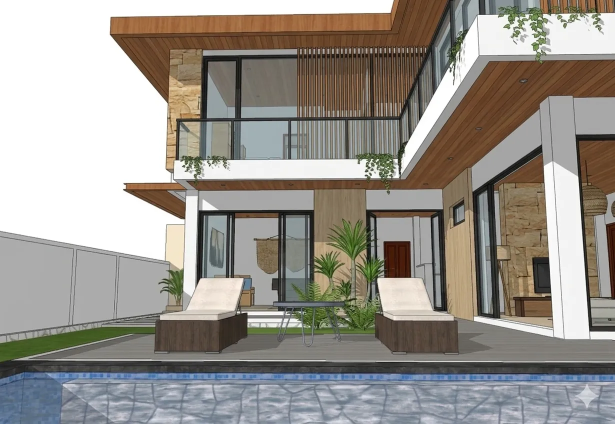 Tropical Villa — sketsa asli